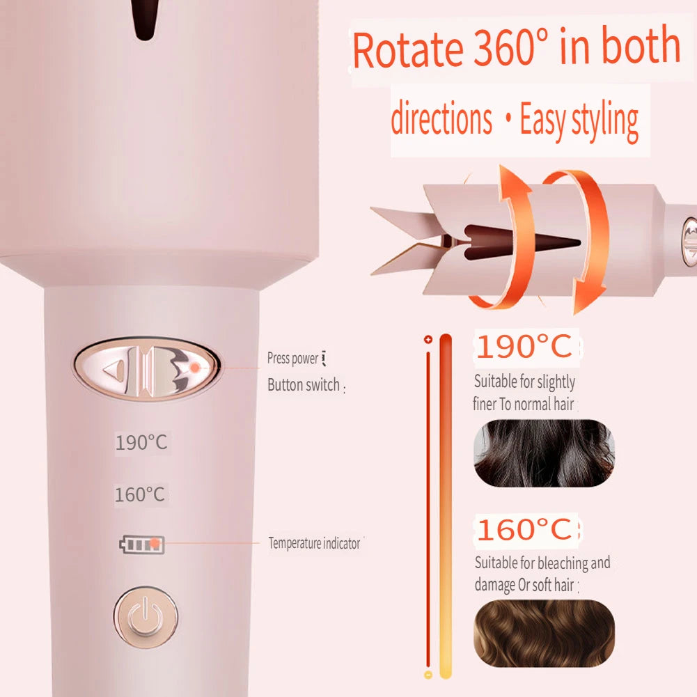 Hatteker Automatic Rotating Ceramic Ionic Hair Curler for Effortless Styling