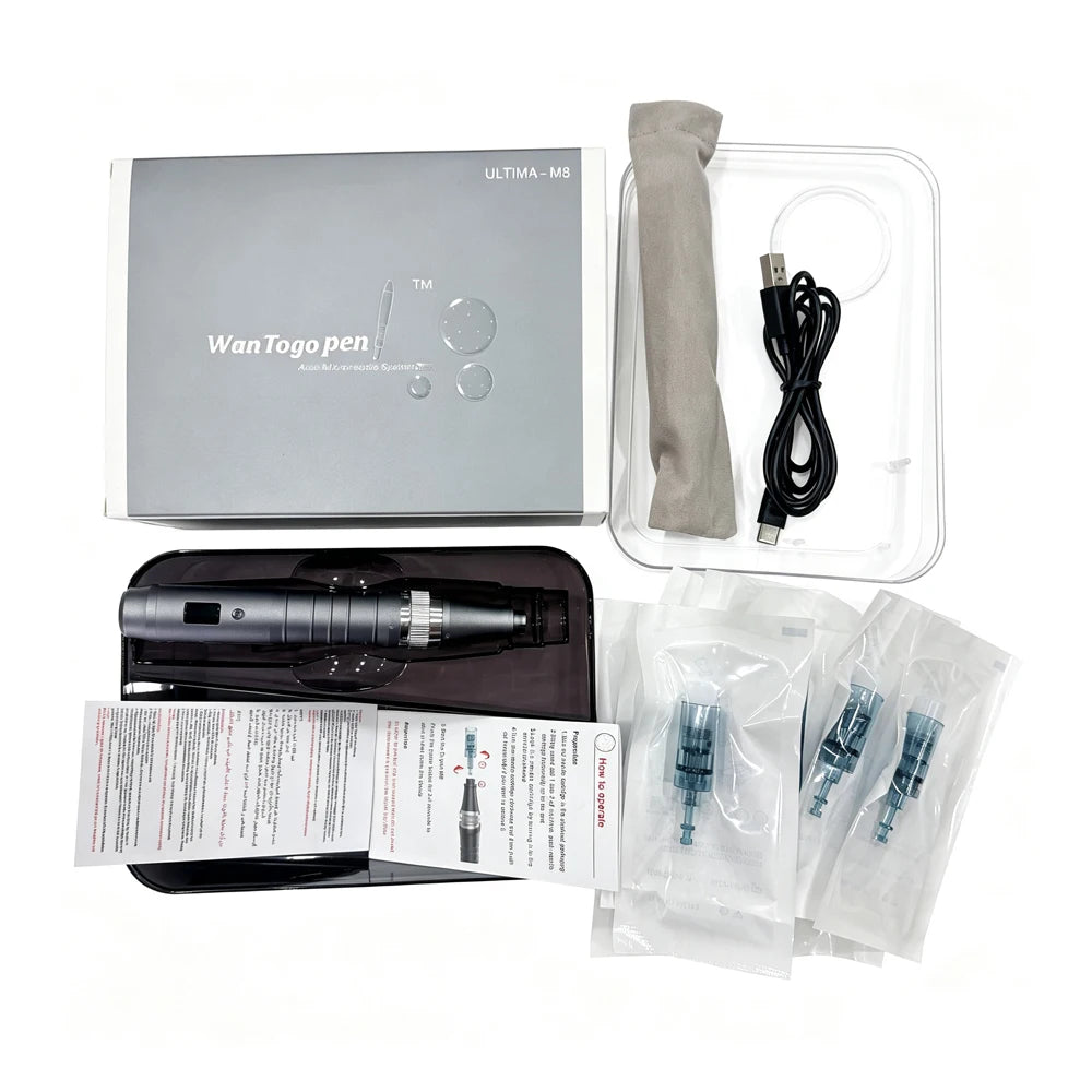 WanTogo Wireless Derma Pen M8 Microneedling Device With Nano Cartridges