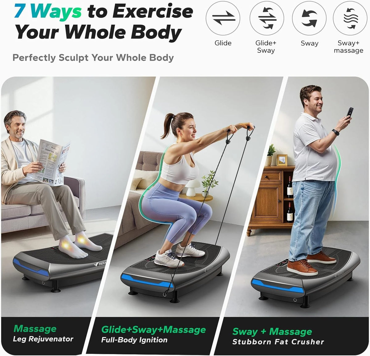 MERACH 4D Vibration Plate Exercise Machine for Full Body Fitness