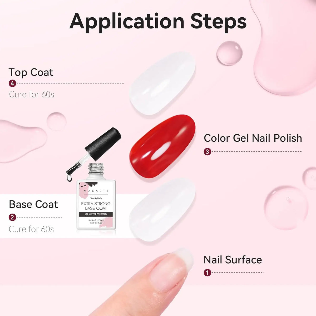 Makartt Extra Strong Gel Base Coat for Nail Charms