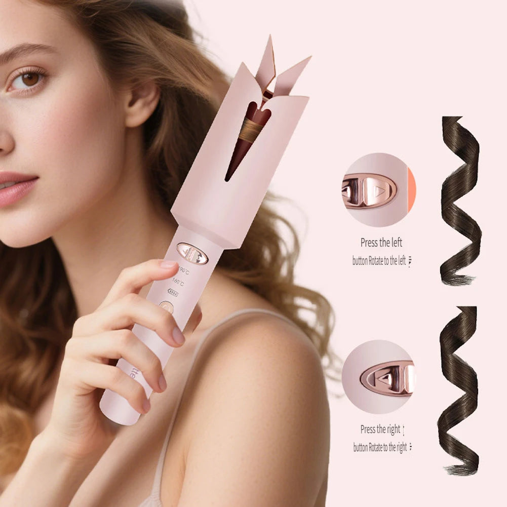 Hatteker Automatic Rotating Ceramic Ionic Hair Curler for Effortless Styling