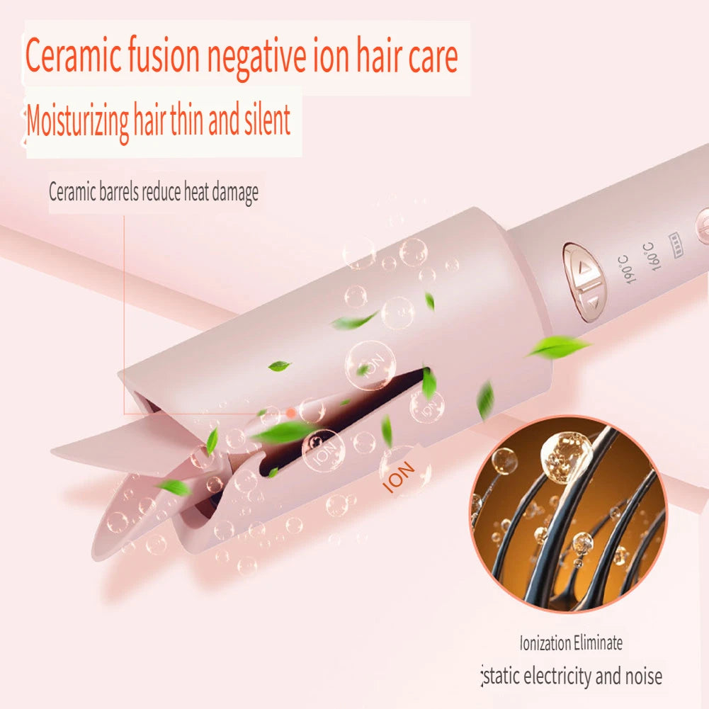 Hatteker Automatic Rotating Ceramic Ionic Hair Curler for Effortless Styling