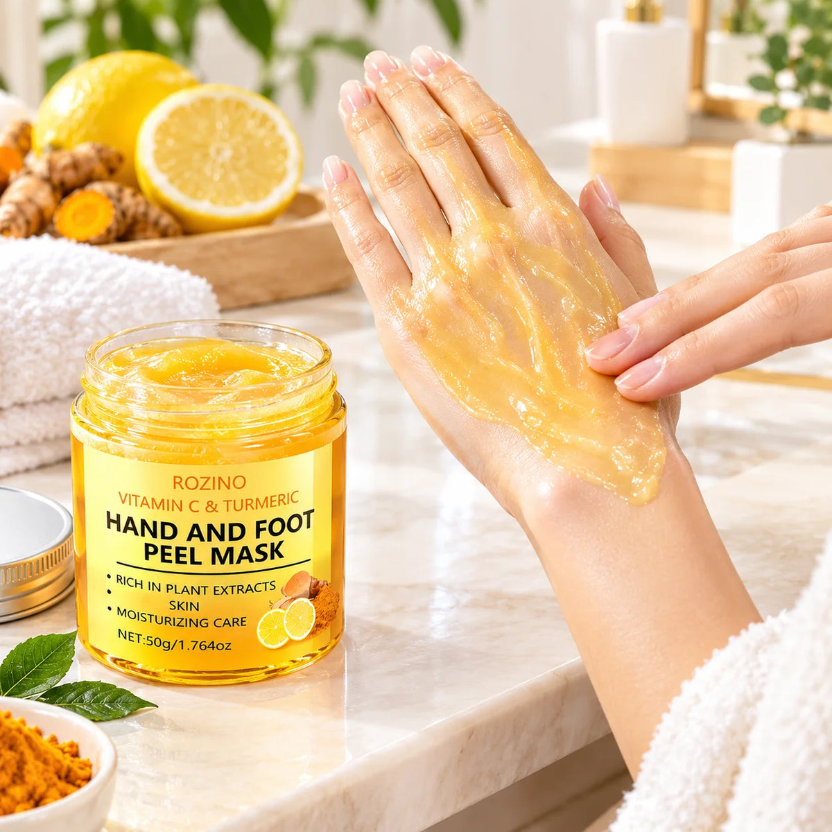 ROZINO Vitamin C Turmeric Hand And Foot Peel Mask Treatment