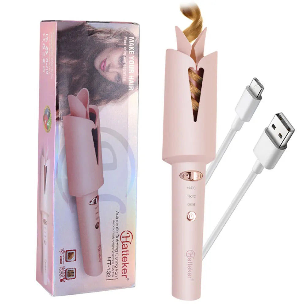 Hatteker Automatic Rotating Ceramic Ionic Hair Curler for Effortless Styling
