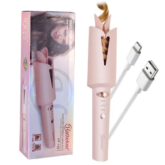 Hatteker Automatic Rotating Ceramic Ionic Hair Curler for Effortless Styling