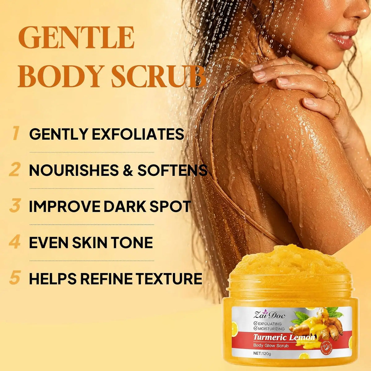 Turmeric Lemon Body Scrub for Gentle Exfoliation and Moisturizing Care