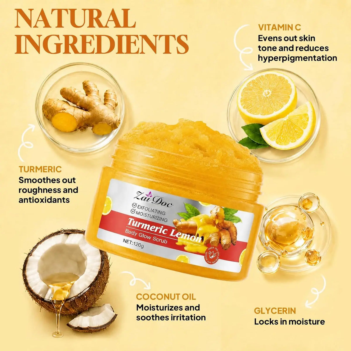 Turmeric Lemon Body Scrub for Gentle Exfoliation and Moisturizing Care