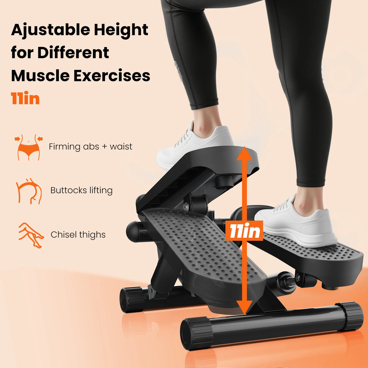 Mini Stepper Machine With Resistance Bands And LCD Monitor
