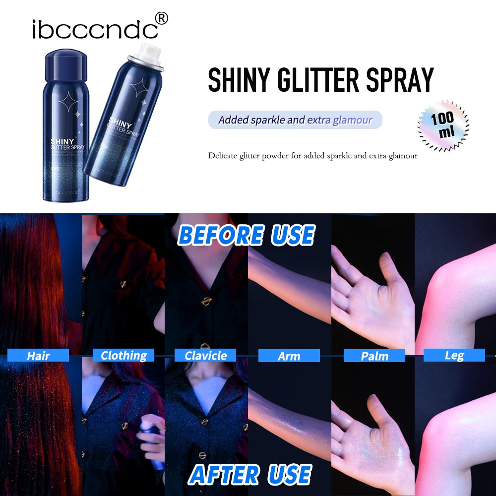 ibcccndc Shimmer Glitter Spray for Radiant Waterproof Party Makeup