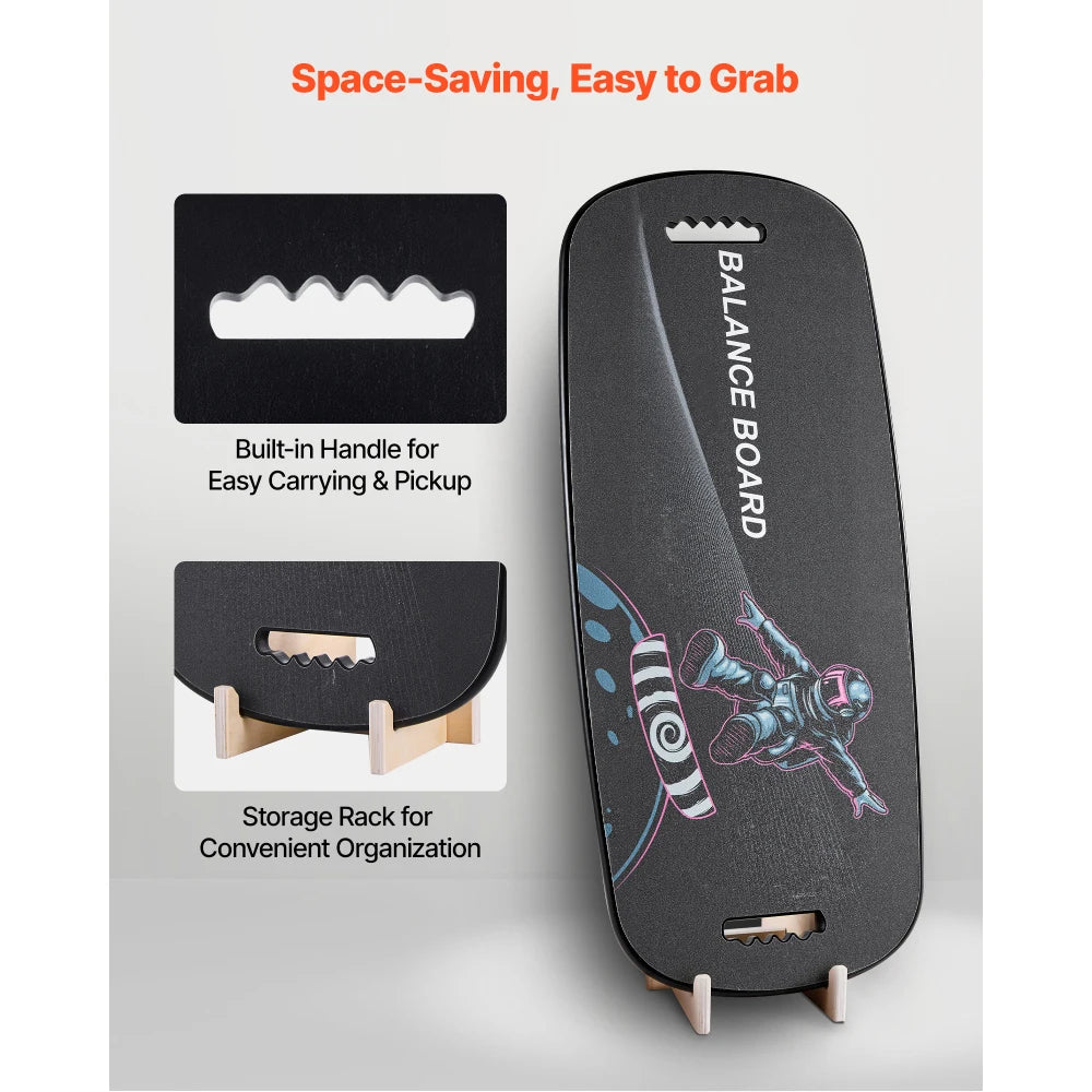 2-in-1 Wooden Balance Board Trainer with Roller for Core Workouts