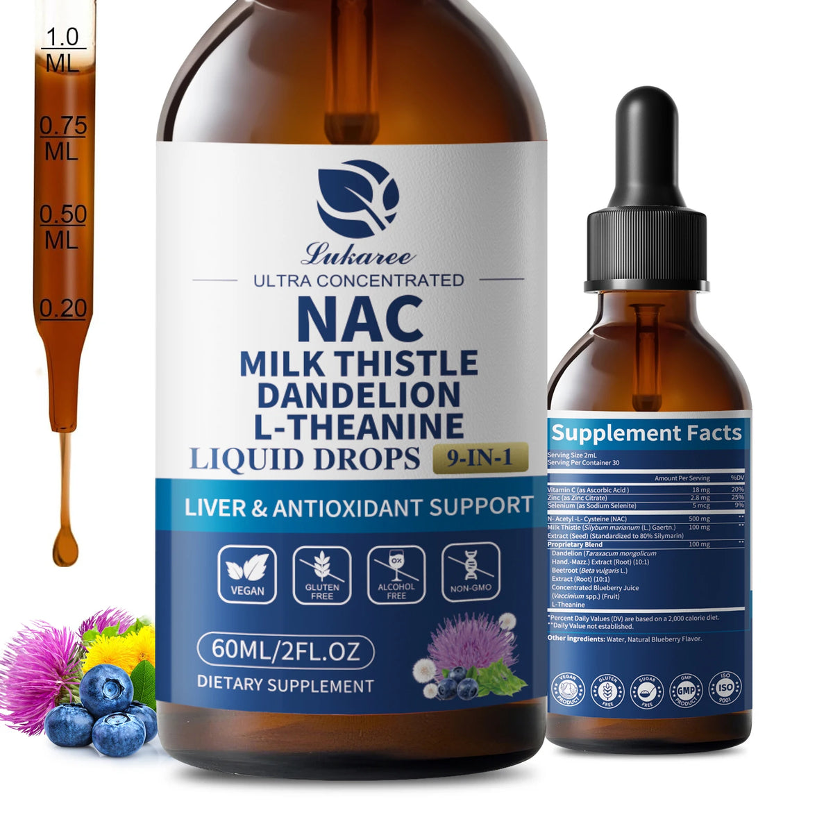 Lukaree N-Acetyl-L-Cysteine Supplement With Milk Thistle And Selenium
