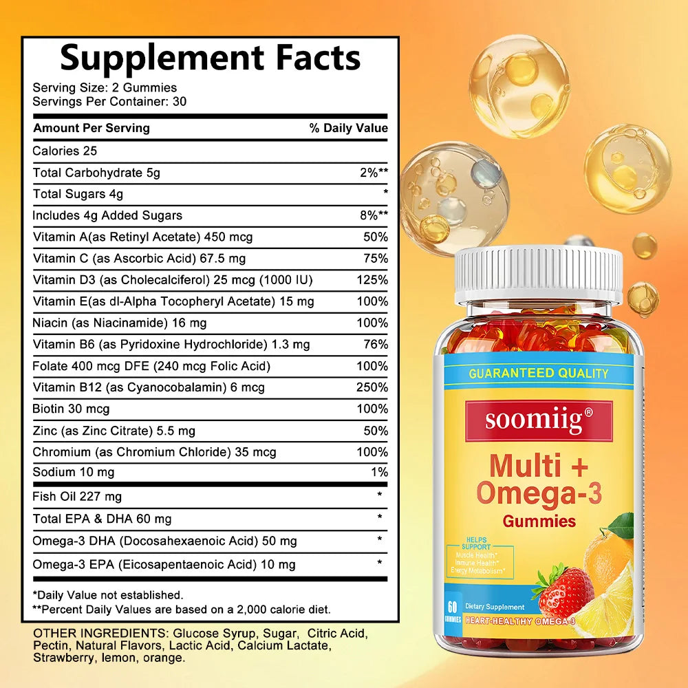 Soomiig Multivitamin Omega 3 Gummy For Immune Support And Energy