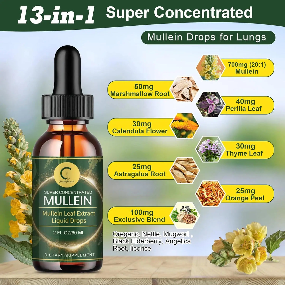 IMATCHME Mullein Leaf Extract Drops for Immune Support and Detox