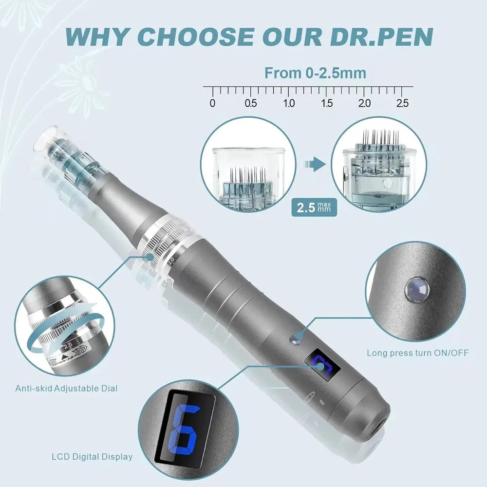 WanTogo Wireless Derma Pen M8 Microneedling Device With Nano Cartridges