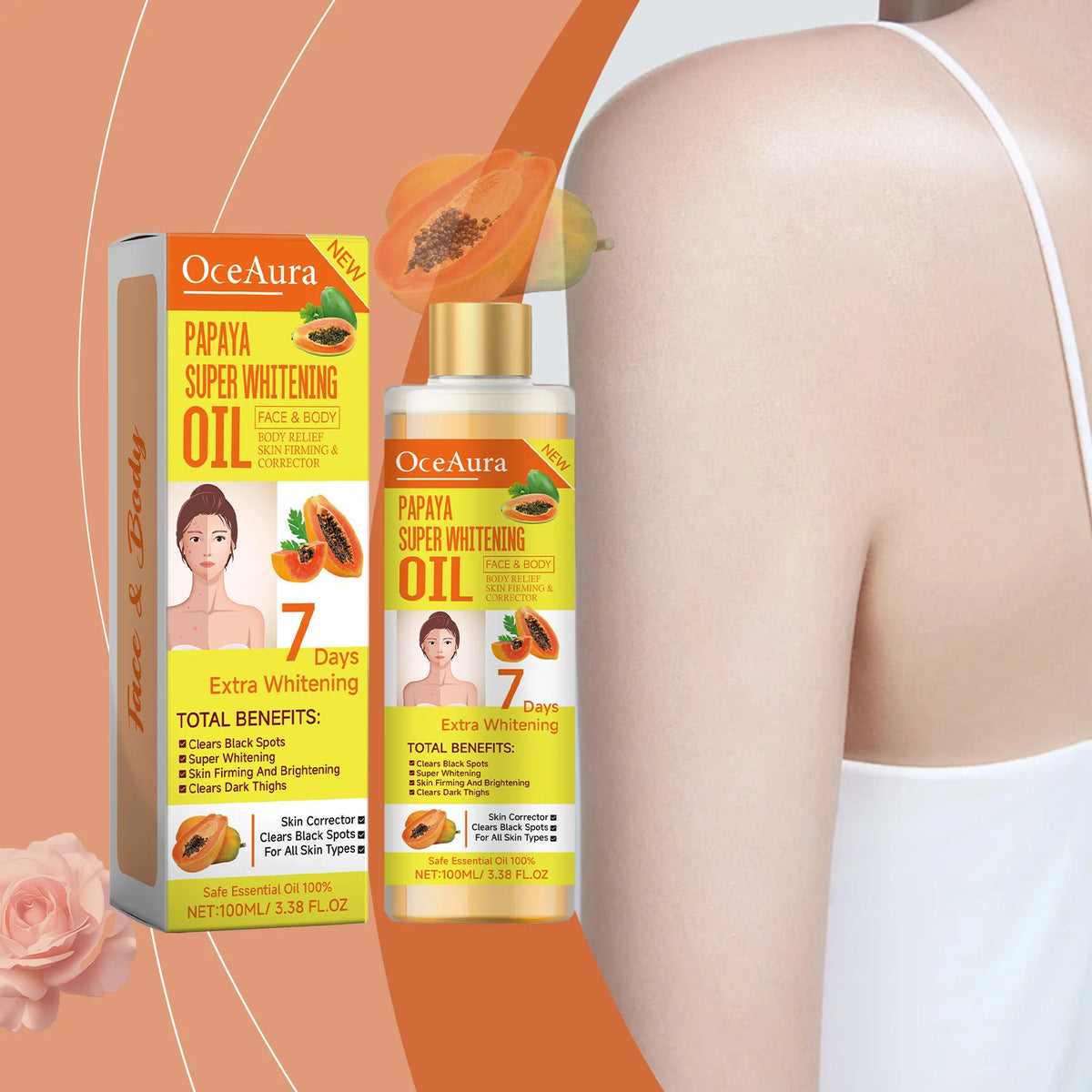 OceAura Papaya Body Moisturizer Oil Brightening And Firming