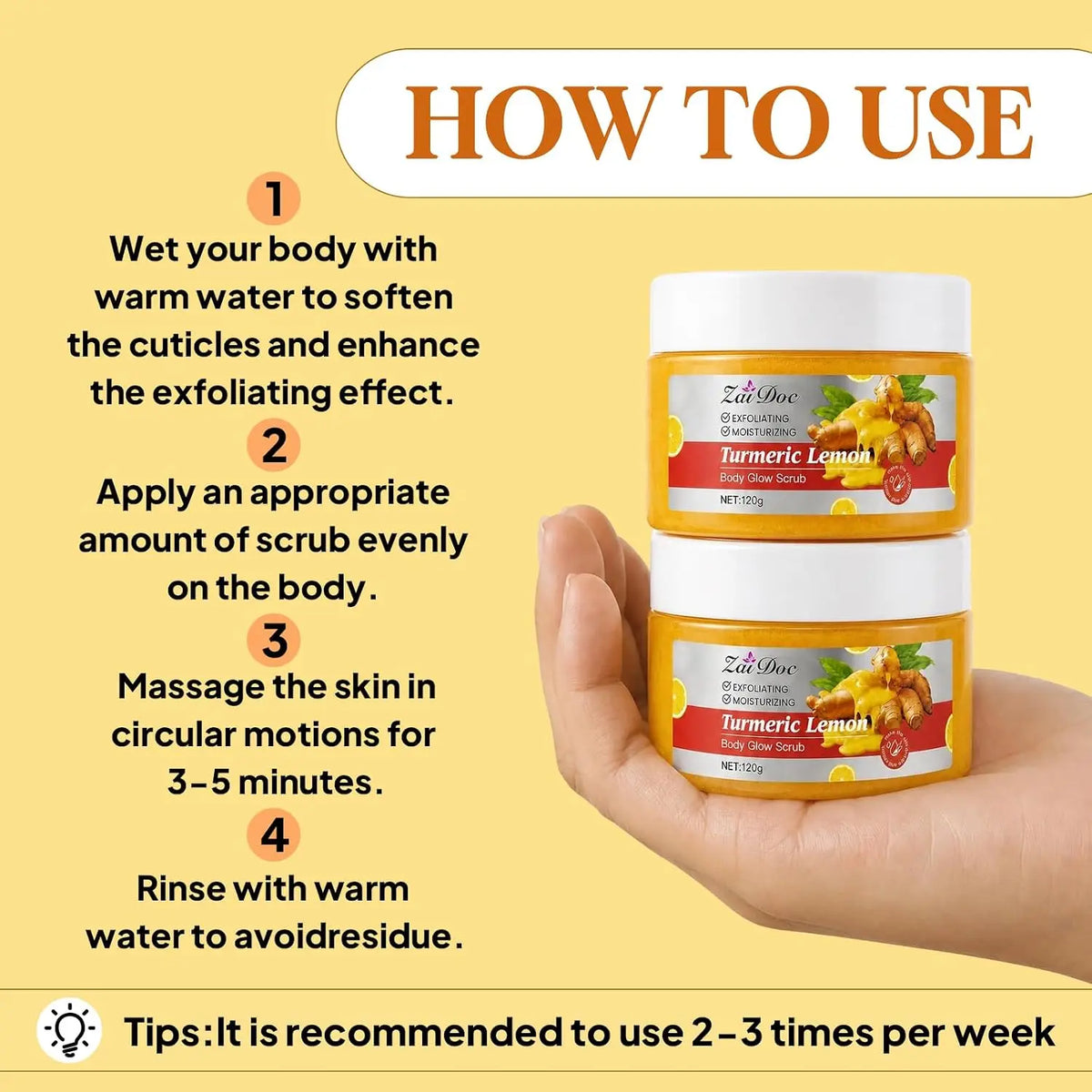 Turmeric Lemon Body Scrub for Gentle Exfoliation and Moisturizing Care
