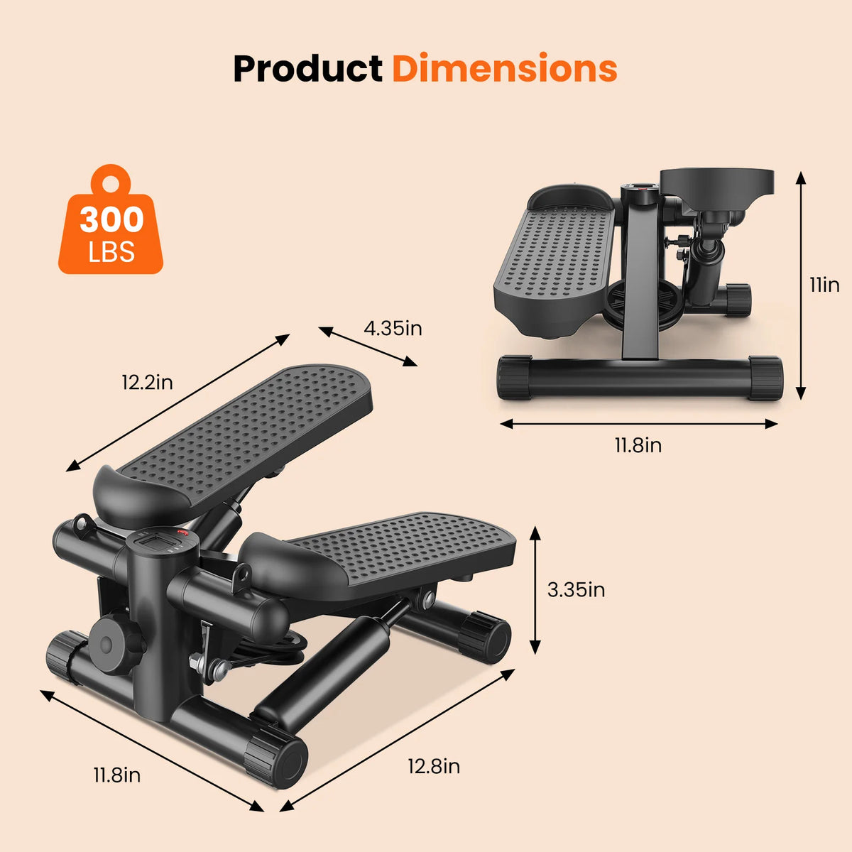 Mini Stepper Machine With Resistance Bands And LCD Monitor