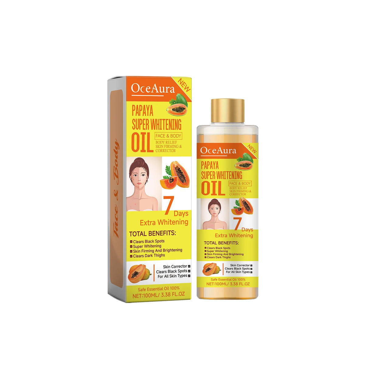 OceAura Papaya Body Moisturizer Oil Brightening And Firming
