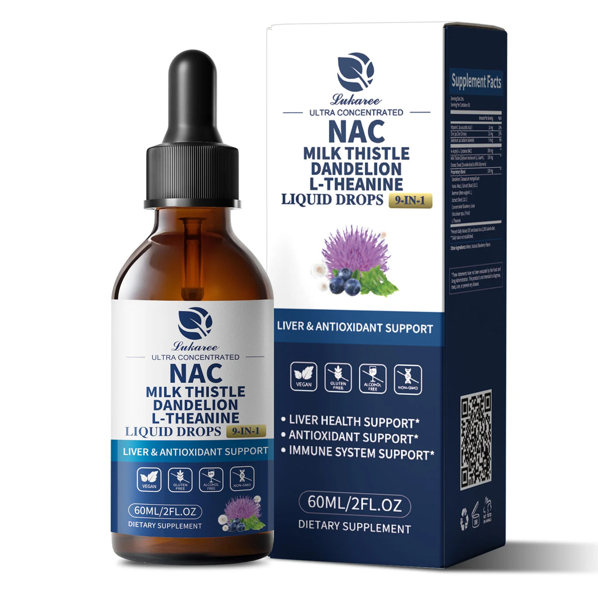 Lukaree N-Acetyl-L-Cysteine Supplement With Milk Thistle And Selenium