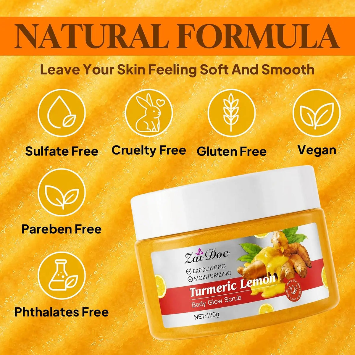 Turmeric Lemon Body Scrub for Gentle Exfoliation and Moisturizing Care