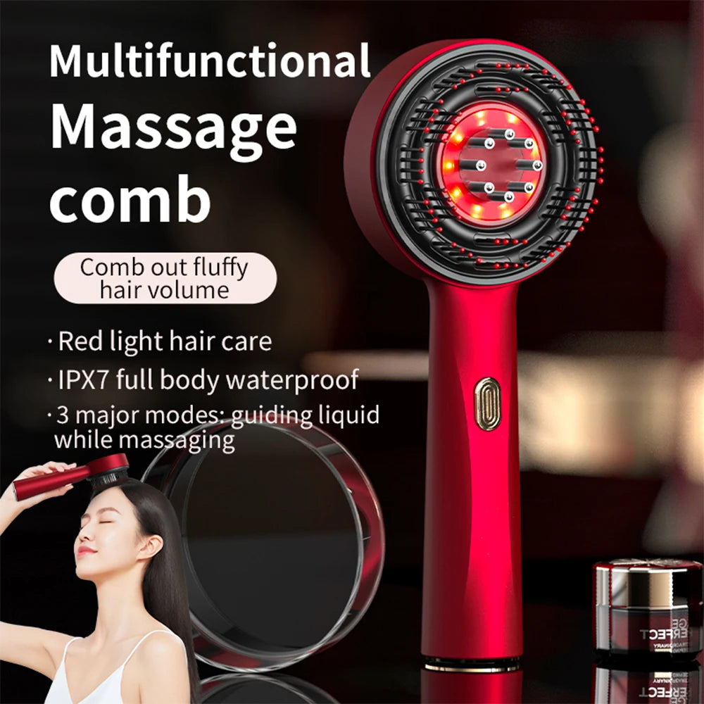 Foreverlily Electric Vibration Scalp Massage Comb With Red Light Therapy