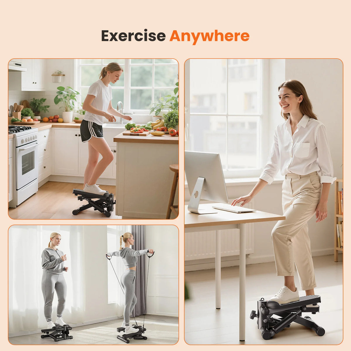 Mini Stepper Machine With Resistance Bands And LCD Monitor