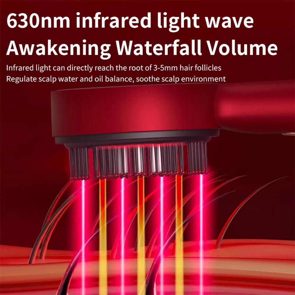 Foreverlily Electric Vibration Scalp Massage Comb With Red Light Therapy