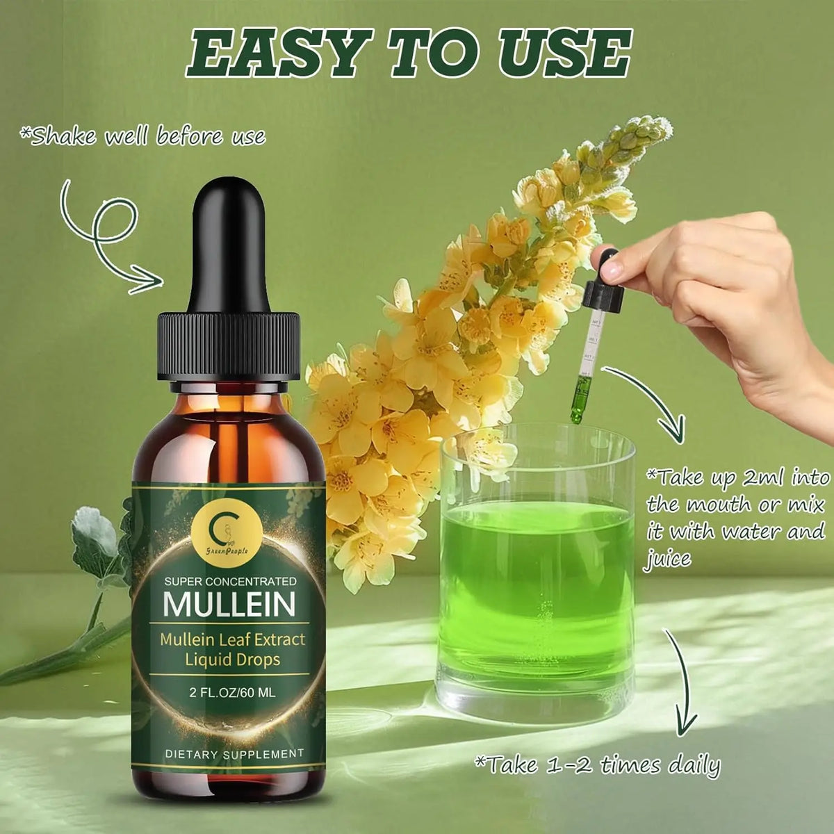 IMATCHME Mullein Leaf Extract Drops for Immune Support and Detox